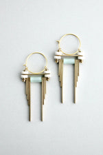 Art Deco Earrings | White + Mint Hoops