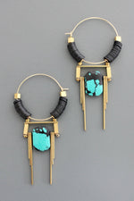 Art Deco Hoops | Turquoise + Onyx