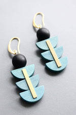 Art Deco Earrings | Geometric Painted Wood Design