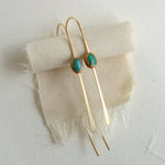 Turquoise Cabochon Threader Earrings: 14k gold fill