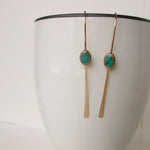 Turquoise Cabochon Threader Earrings: 14k gold fill