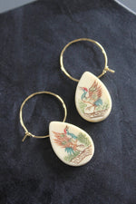 MLNE03 Carved and hand painted hoop earrings