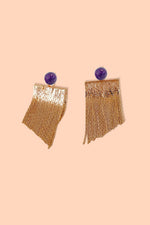 Studio 54 Fringe Earrings - 18K Gold Plated: Onyx