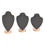 Natural Wood & Leather Necklace Display: Black / Medium