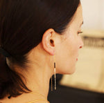 Miyuki Seed Bead Threader Earrings: Bone & Black