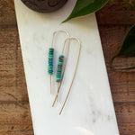 Turquoise Stack Threaders: 14k gold fill
