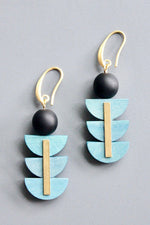 Art Deco Earrings | Geometric Painted Wood Design