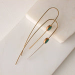 Turquoise Cabochon Threader Earrings: 14k gold fill