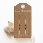 Miyuki Seed Bead Threader Earrings: Bone & Black