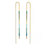 Miyuki Seed Bead Threader Earrings: Bone & Black