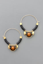 FERE24 Art Deco black and brown hoop earrings