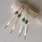Turquoise Cabochon Threader Earrings: Sterling silver