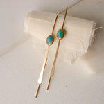 Turquoise Cabochon Threader Earrings: 14k gold fill