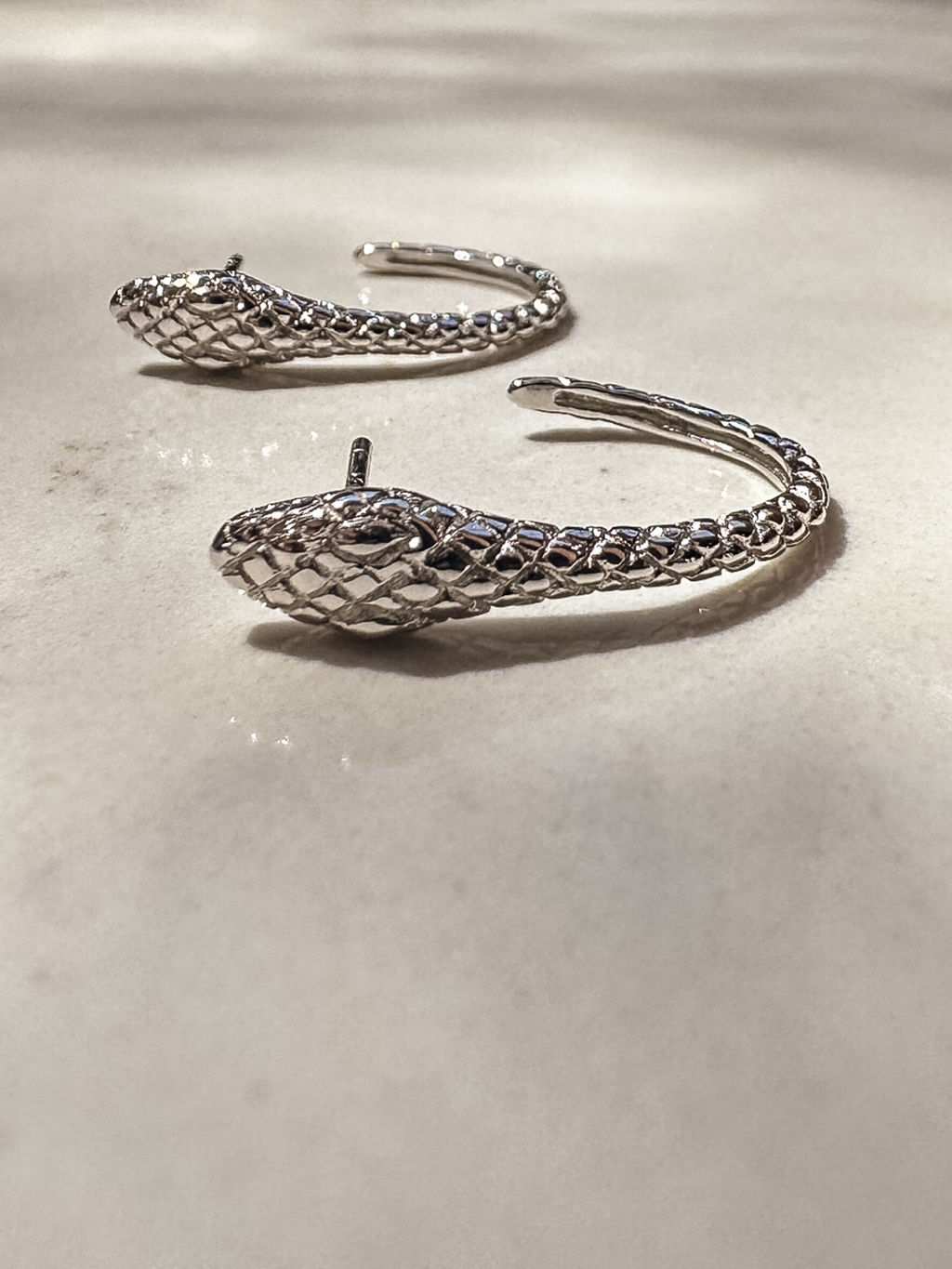 Serpent Hoops (Medium, Silver)