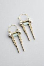 Art Deco Earrings | White + Mint Hoops