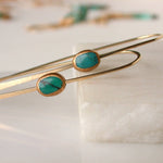Turquoise Cabochon Threader Earrings: Sterling silver