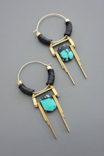 Art Deco Hoops | Turquoise + Onyx
