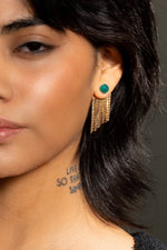Studio 54 Fringe Earring - 18K Gold Plated: Green Onyx