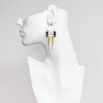 CHRE54 ArtDeco hematite and brass hoop earrings