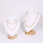 Natural Wood & Leather Necklace Display: Black / Medium