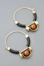 FERE24 Art Deco black and brown hoop earrings
