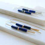 Lapis Gemstone Threader Earrings: 14k gold fill