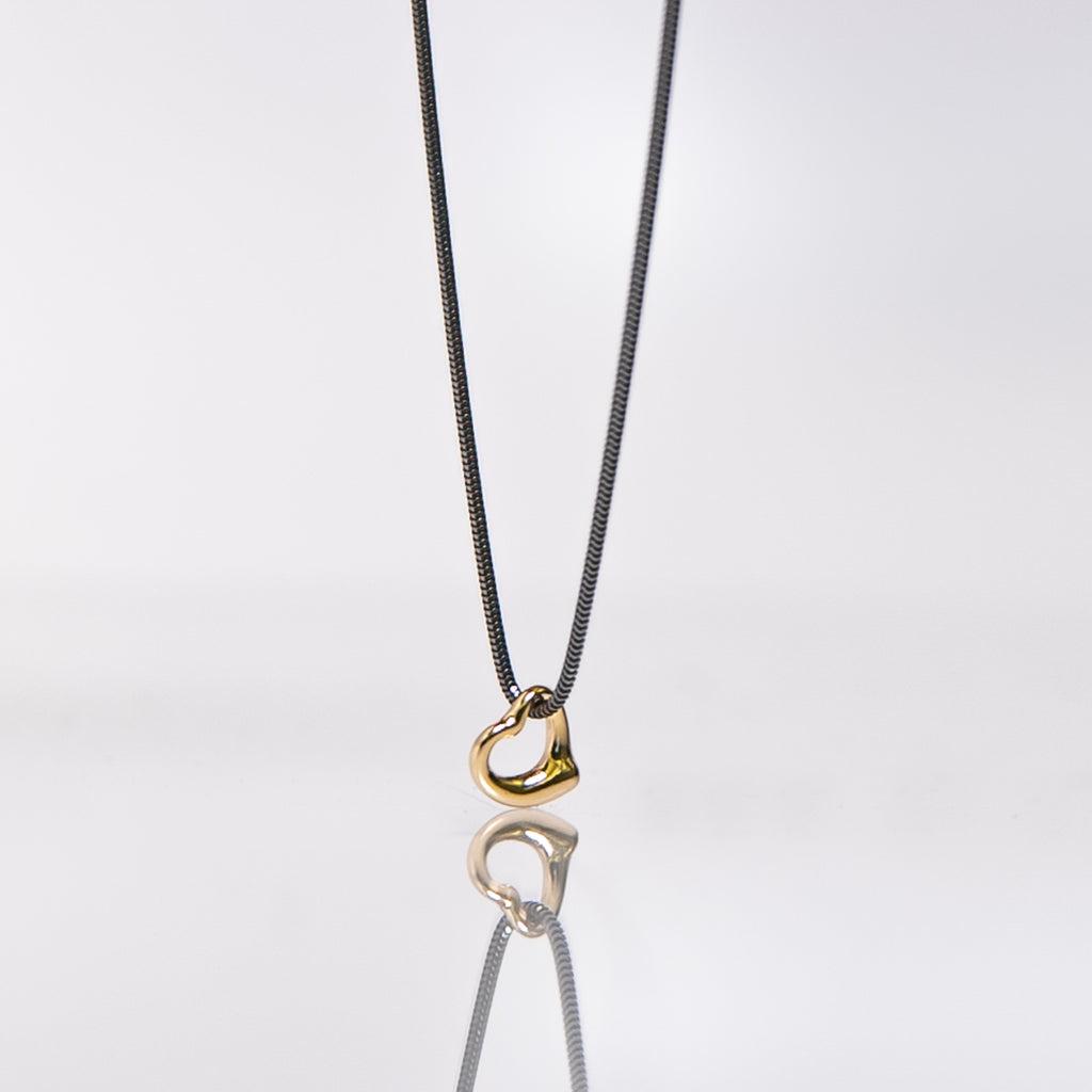 Gunmetal & Gold Heart Necklace